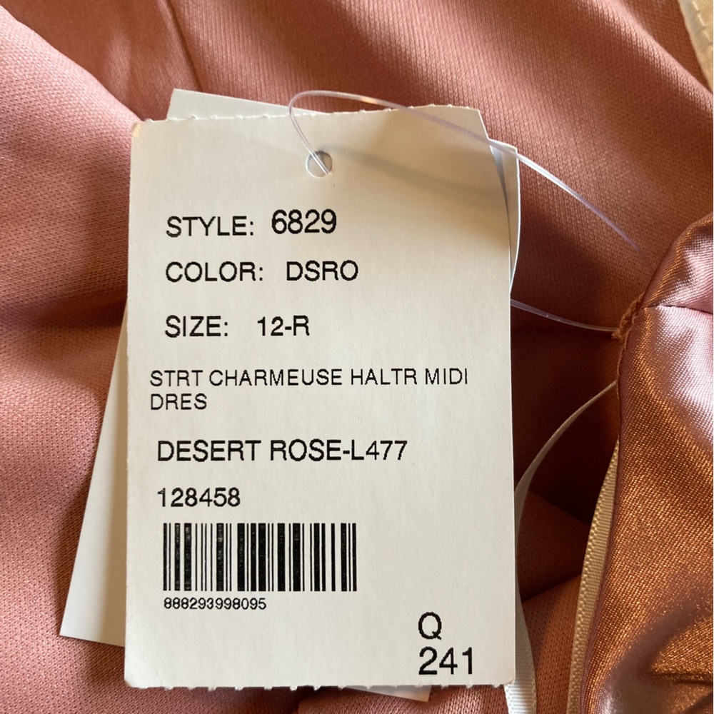 After Six NWT Halter Midi Draped Tulip Skirt Desert Rose Dress Size 12 - Picture 9 of 9
